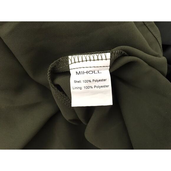 Miholl Dress Size XXL Army Green Swiss Dots Lined Short Sleeve Midi Babydoll - Picture 9 of 14